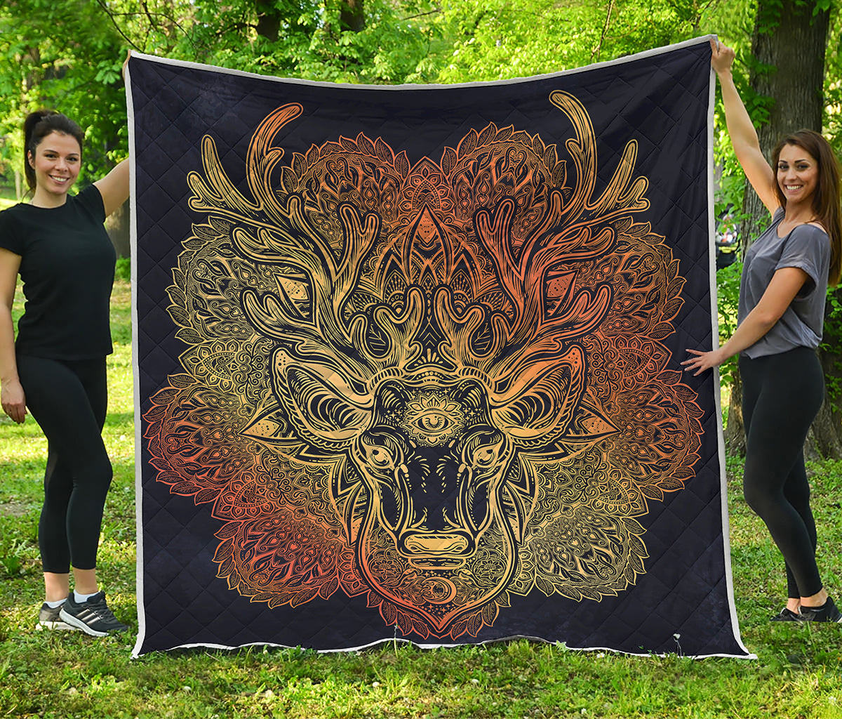 Spiritual Deer Mandala Print Quilt