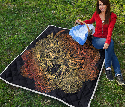 Spiritual Deer Mandala Print Quilt