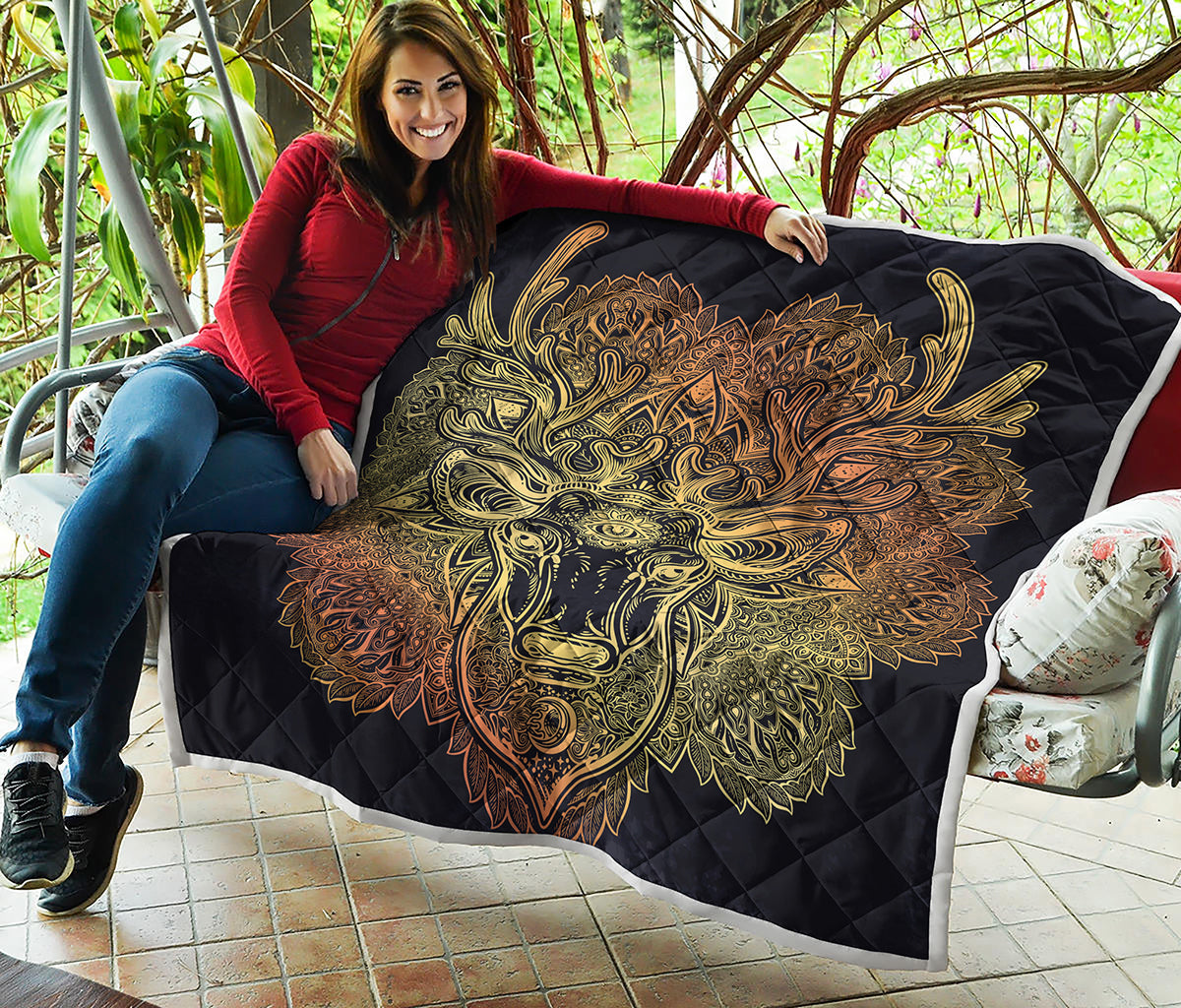Spiritual Deer Mandala Print Quilt