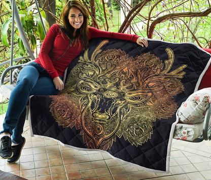 Spiritual Deer Mandala Print Quilt