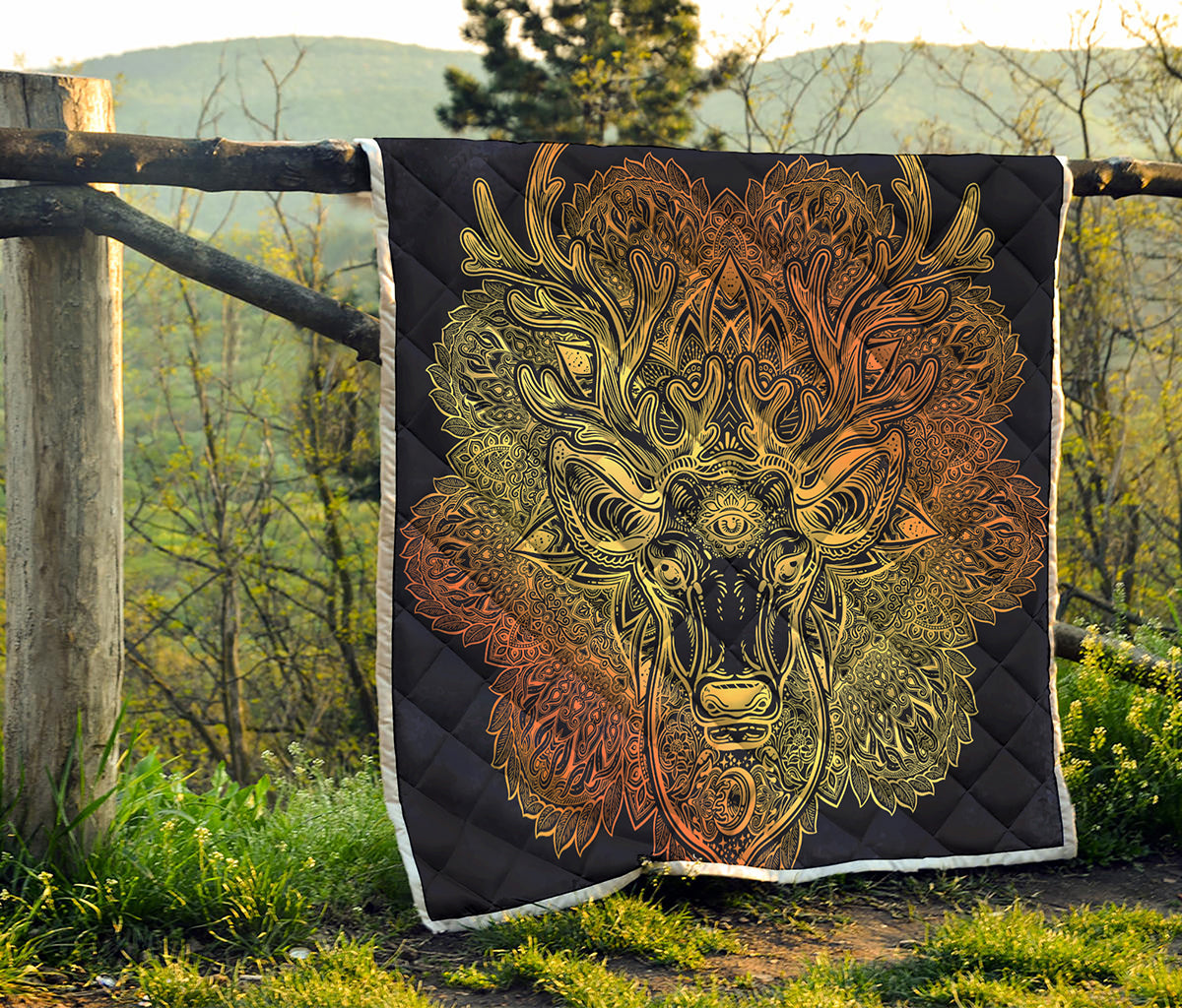 Spiritual Deer Mandala Print Quilt