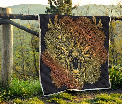 Spiritual Deer Mandala Print Quilt