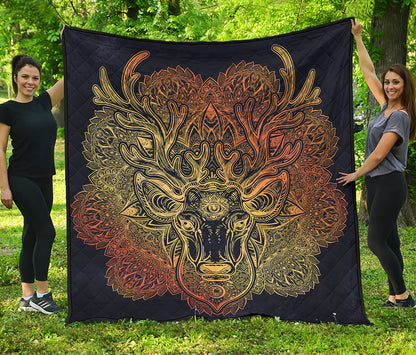 Spiritual Deer Mandala Print Quilt