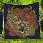 Spiritual Deer Mandala Print Quilt