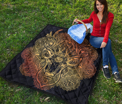Spiritual Deer Mandala Print Quilt