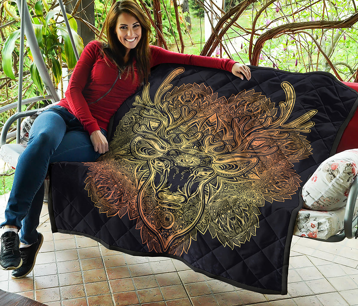 Spiritual Deer Mandala Print Quilt