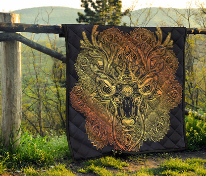 Spiritual Deer Mandala Print Quilt