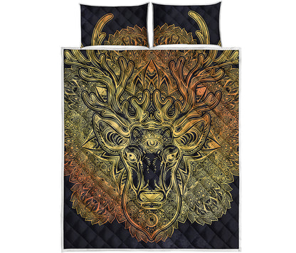 Spiritual Deer Mandala Print Quilt Bed Set