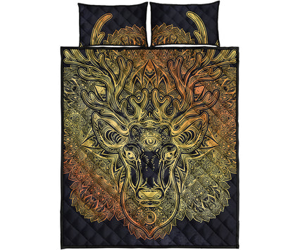 Spiritual Deer Mandala Print Quilt Bed Set