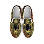 Spiritual Deer Mandala Print White Slip On Shoes