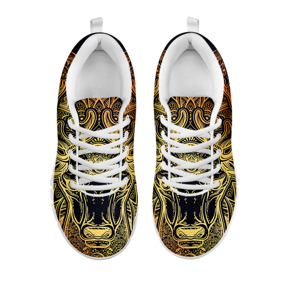 Spiritual Deer Mandala Print White Sneakers