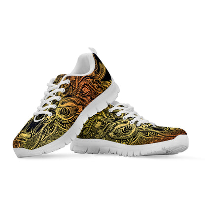 Spiritual Deer Mandala Print White Sneakers