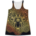 Spiritual Deer Mandala Print Women's Racerback Tank Top