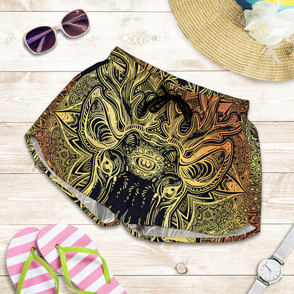 Spiritual Deer Mandala Print Women's Shorts