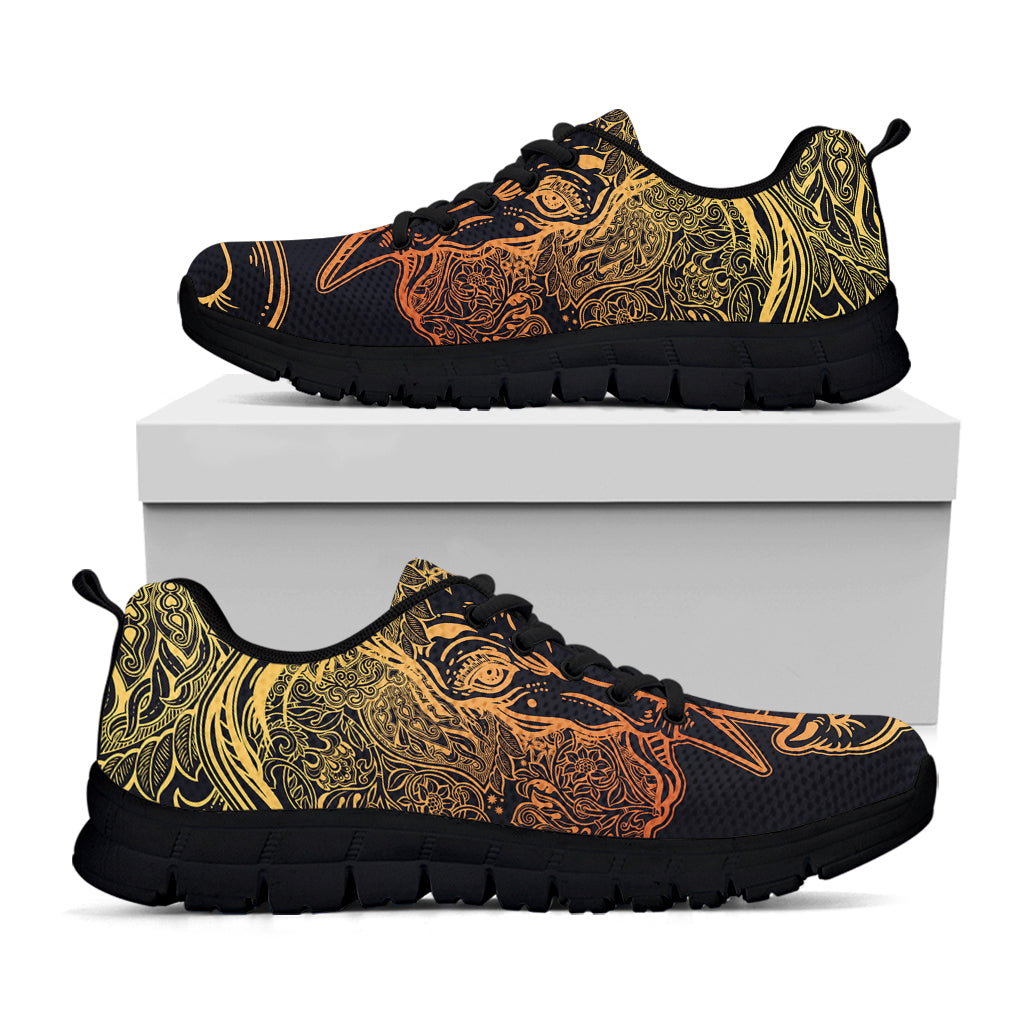 Spiritual Elephant Mandala Print Black Sneakers