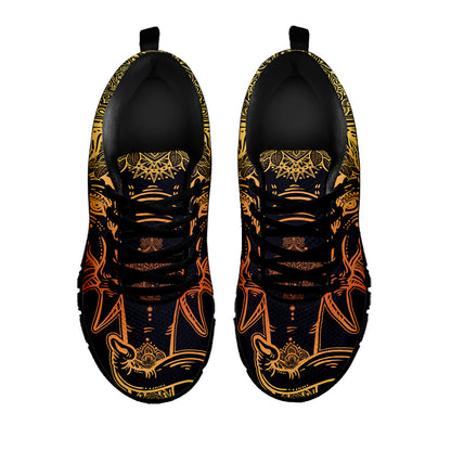 Spiritual Elephant Mandala Print Black Sneakers