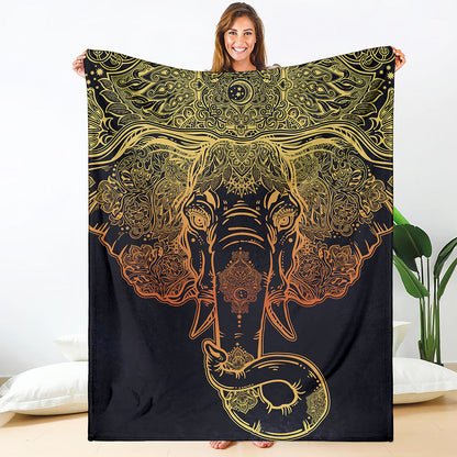Spiritual Elephant Mandala Print Blanket