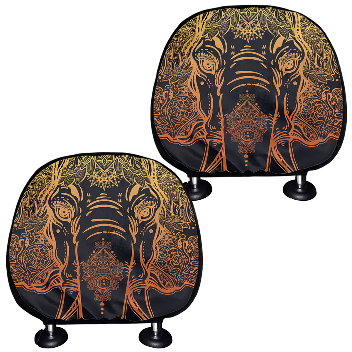 Spiritual Elephant Mandala Print Car Headrest Covers