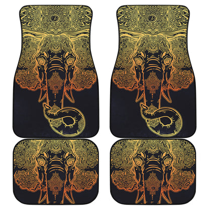 Spiritual Elephant Mandala Print Front and Back Car Floor Mats