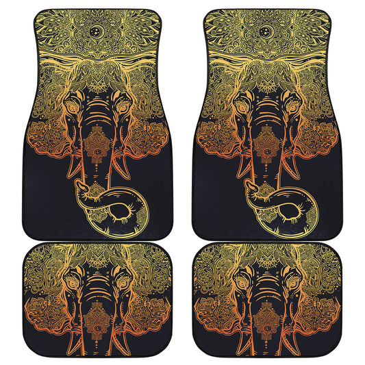 Spiritual Elephant Mandala Print Front and Back Car Floor Mats