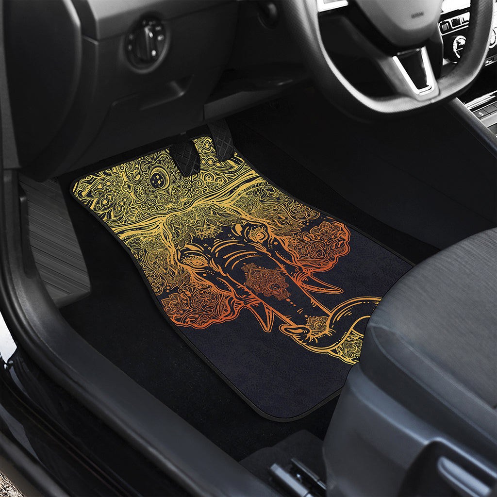 Spiritual Elephant Mandala Print Front and Back Car Floor Mats