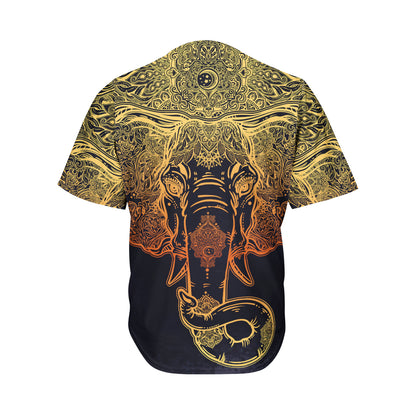 Spiritual Elephant Mandala Print Men's Baseball Jersey