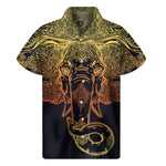 Spiritual Elephant Mandala Print Men's Short Sleeve Shirt