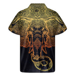 Spiritual Elephant Mandala Print Men's Short Sleeve Shirt