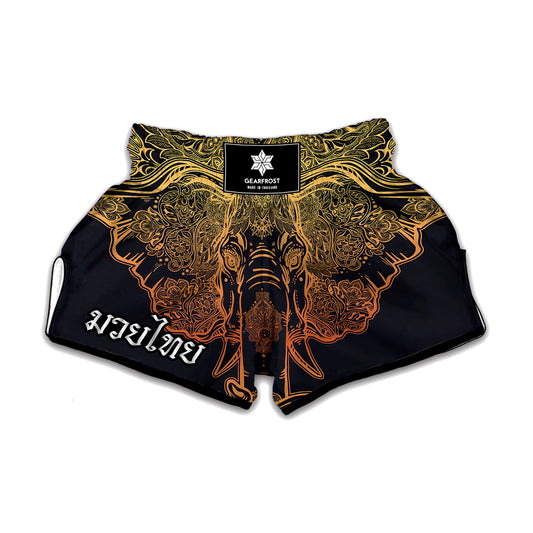 Spiritual Elephant Mandala Print Muay Thai Boxing Shorts
