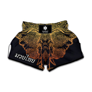Spiritual Elephant Mandala Print Muay Thai Boxing Shorts