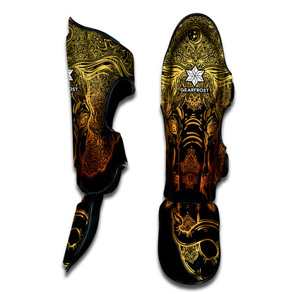 Spiritual Elephant Mandala Print Muay Thai Shin Guard