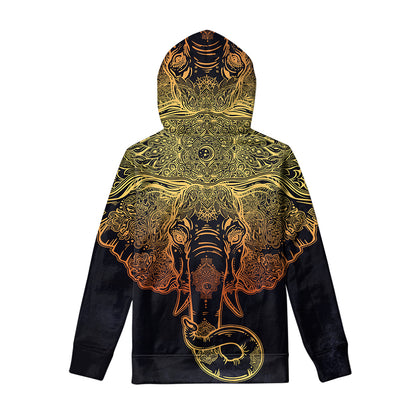 Spiritual Elephant Mandala Print Pullover Hoodie
