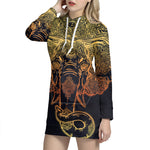 Spiritual Elephant Mandala Print Pullover Hoodie Dress