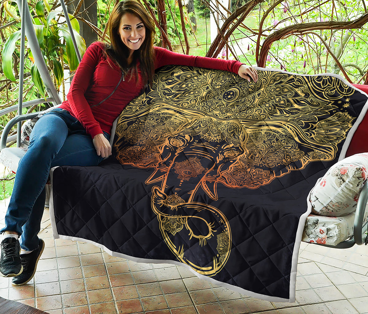 Spiritual Elephant Mandala Print Quilt