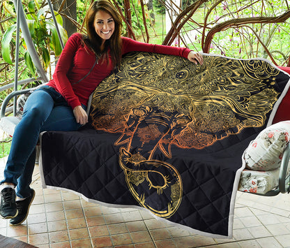 Spiritual Elephant Mandala Print Quilt