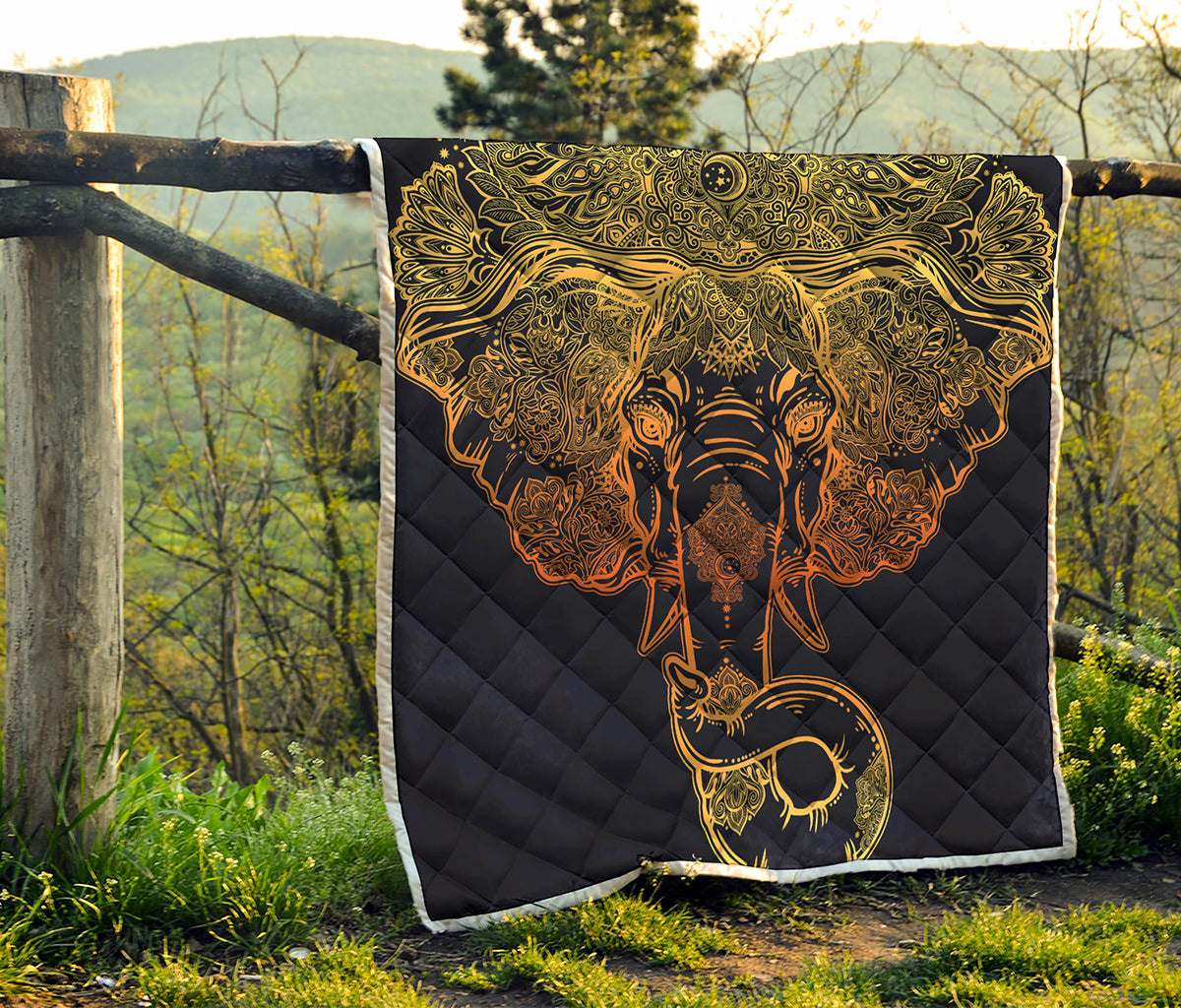 Spiritual Elephant Mandala Print Quilt