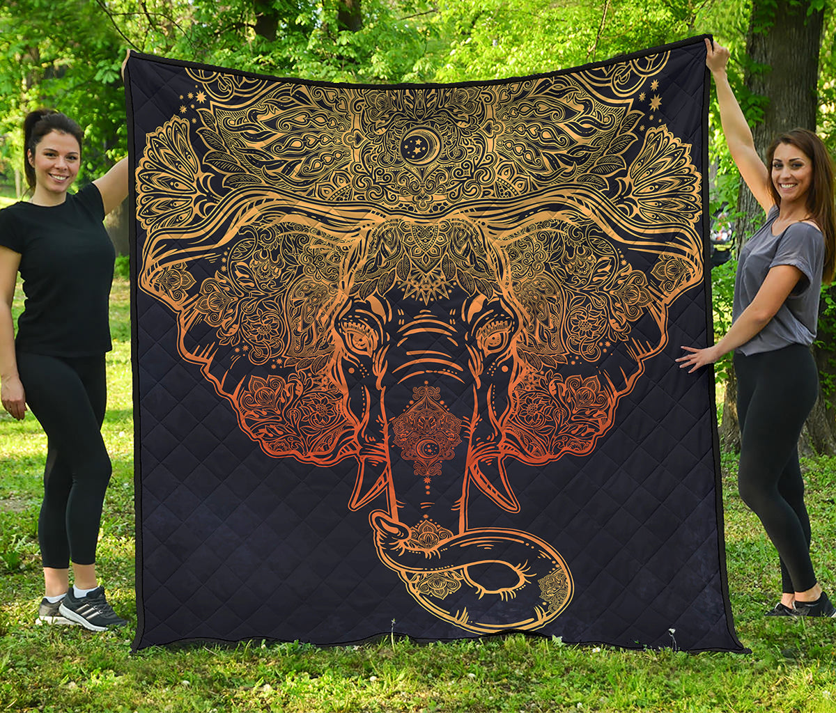 Spiritual Elephant Mandala Print Quilt