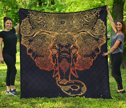 Spiritual Elephant Mandala Print Quilt