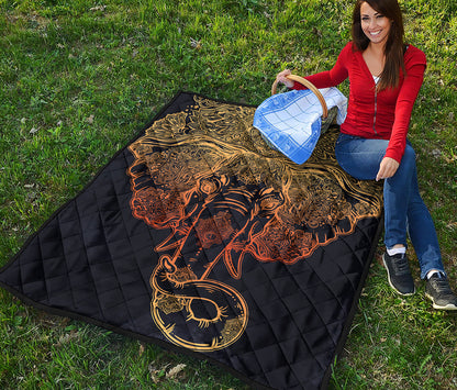 Spiritual Elephant Mandala Print Quilt