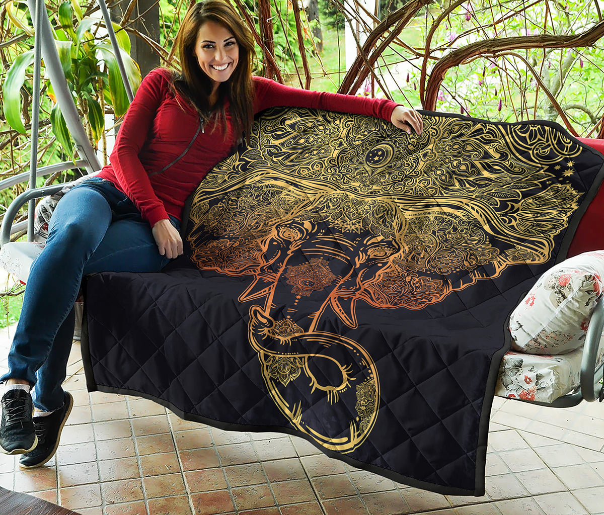 Spiritual Elephant Mandala Print Quilt