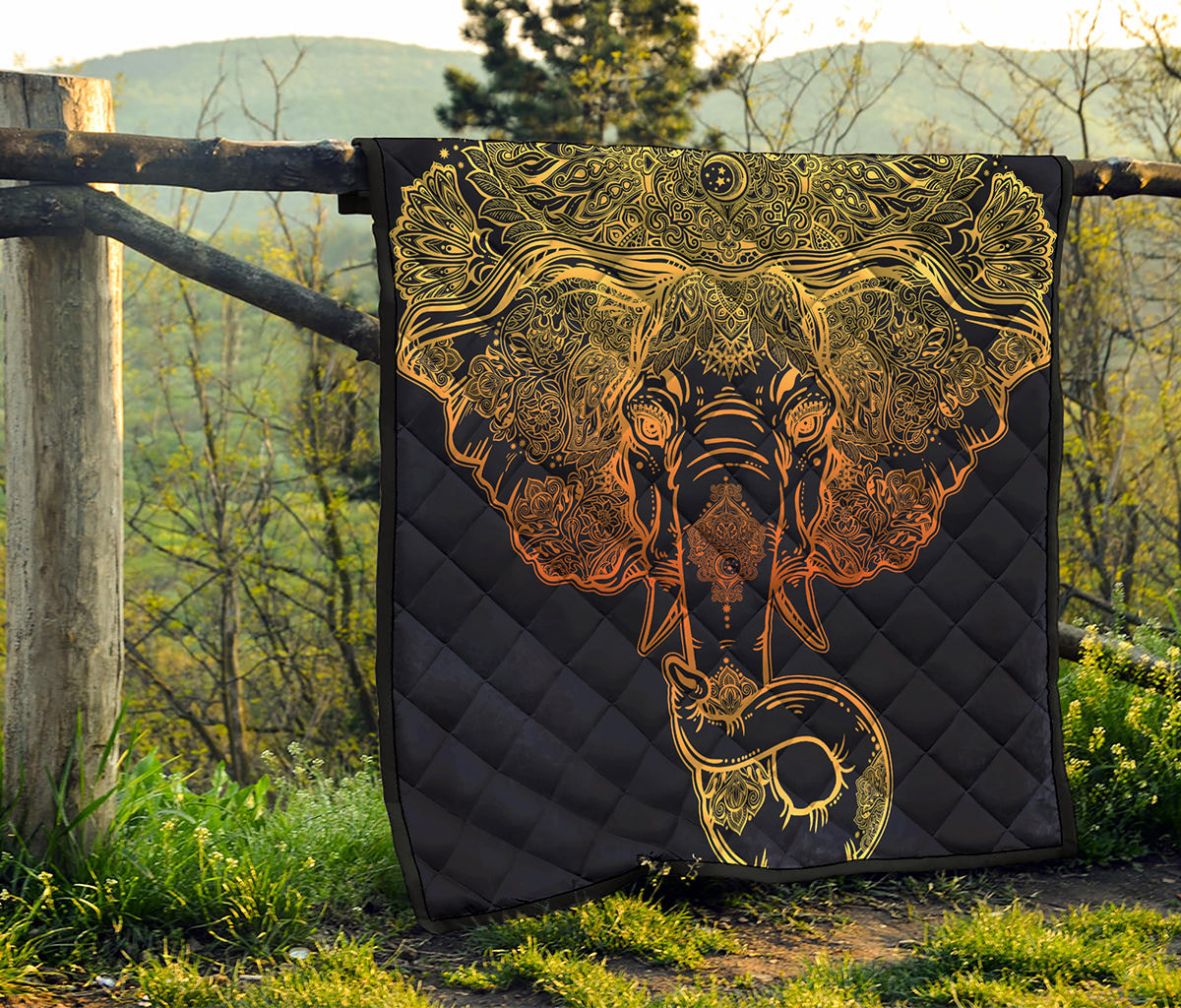 Spiritual Elephant Mandala Print Quilt