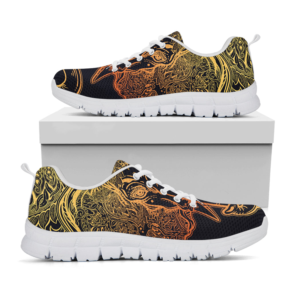 Spiritual Elephant Mandala Print White Sneakers