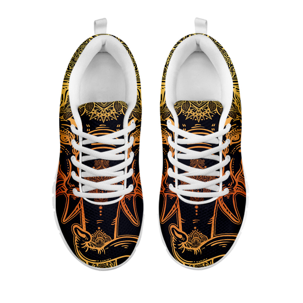 Spiritual Elephant Mandala Print White Sneakers