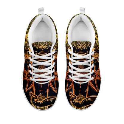 Spiritual Elephant Mandala Print White Sneakers