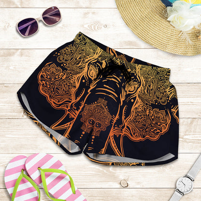 Spiritual Elephant Mandala Print Women's Shorts
