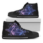 Spiritual Eye of Providence Print Black High Top Shoes