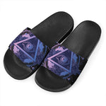 Spiritual Eye of Providence Print Black Slide Sandals