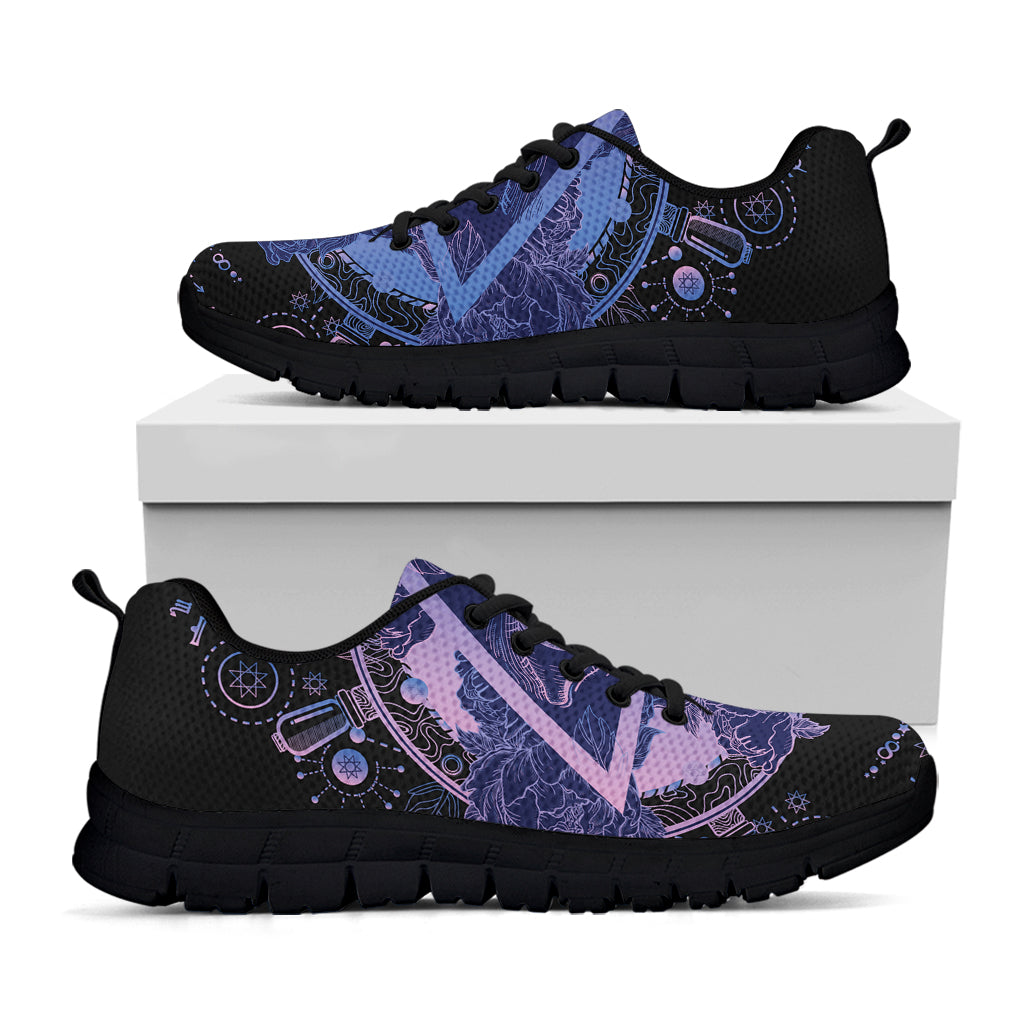 Spiritual Eye of Providence Print Black Sneakers