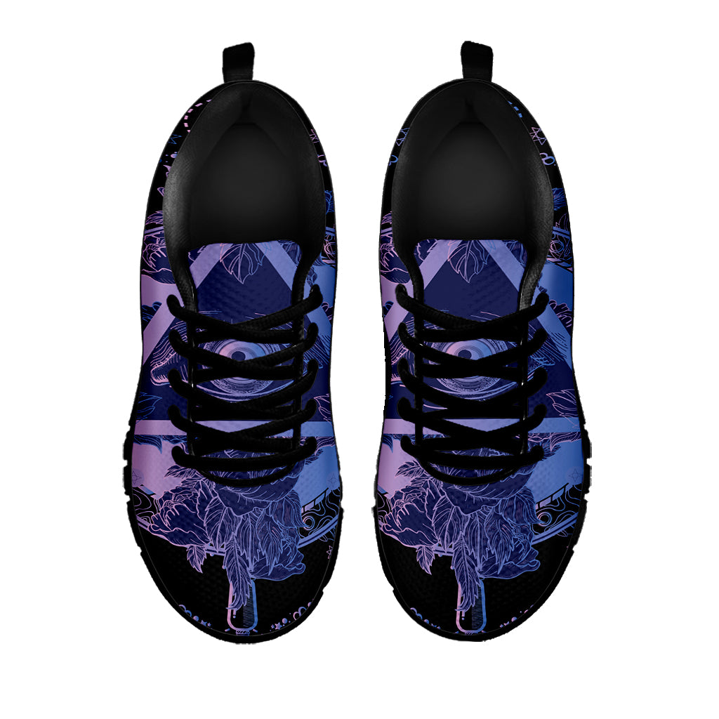 Spiritual Eye of Providence Print Black Sneakers