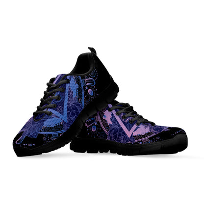 Spiritual Eye of Providence Print Black Sneakers